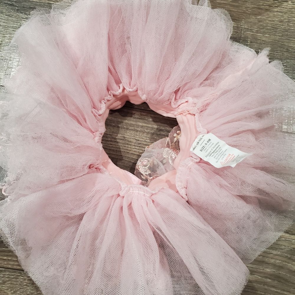 Baby Girl Tutu Size 0-6 Months Little Me Pink Floral Embroidered Diaper Cover - Picture 5 of 6
